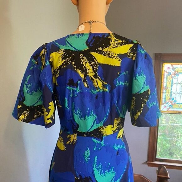Floral Christopher John Rogers Dress for Target Pattern Blue Yellow - Sz 0 Twee - Picture 5 of 8
